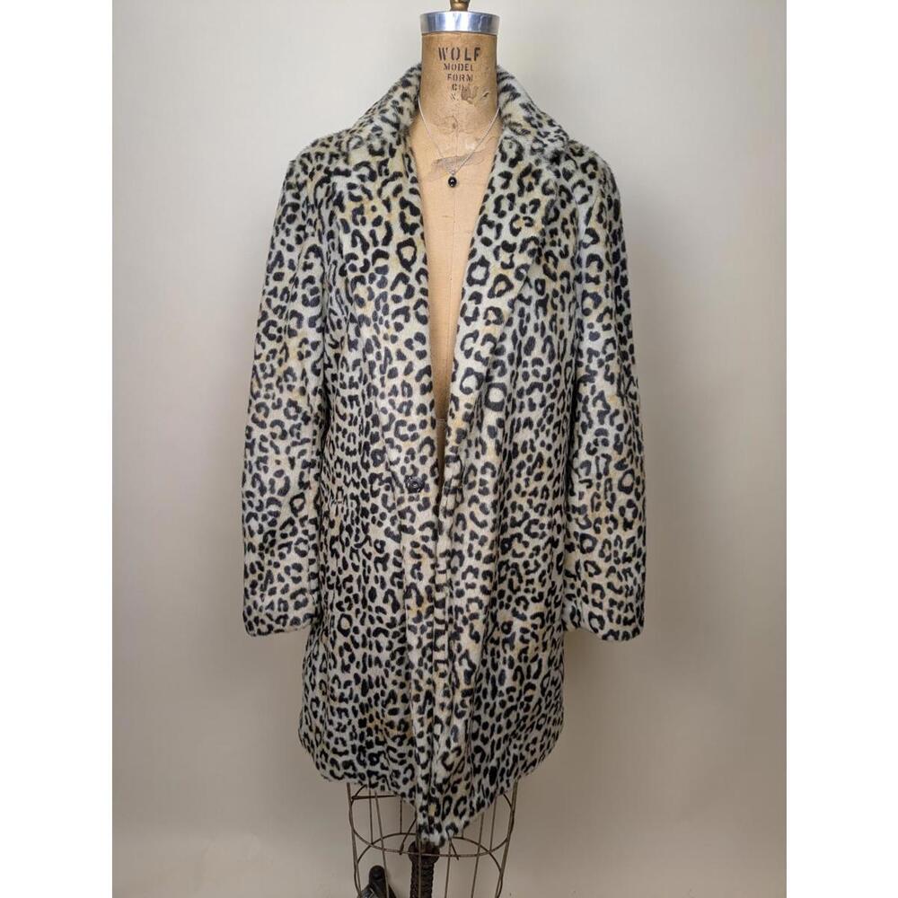 animal leopard print faux fur coat